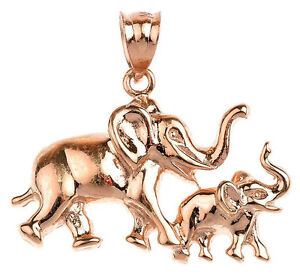 【送料無料】ジュエリー・アクセサリー ローズゴールドエレファントファミリーsolid 10k  14k rose gold elephant family with mother and child pendant