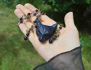 【貨物輸送無料】宝飾品・添え物 ゴールドストーンネックレスジュエリーゴシックウィッカcollier chat goldstone bleu scintillant bijoux gothique sorciere paien wicca