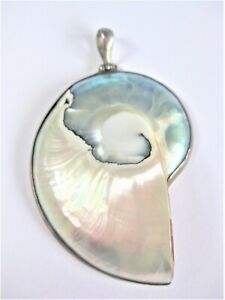 【貨物輸送無料】宝飾品・添え物 シルバーペンダントシェルpendentif en argent 925 avec coquille, 26,47 g