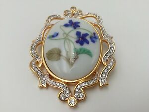 【送料無料】ジュエリー・アクセサリー ヴィンテージラインストーンブローチbroche vintage en porcelaine et strass