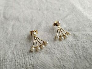 【貨物輸送無料】宝飾品・添え物 ジュエリーイエローゴールドシステムイヤリングbijou  boucles doreille a systeme or jaune 7501000 et perles