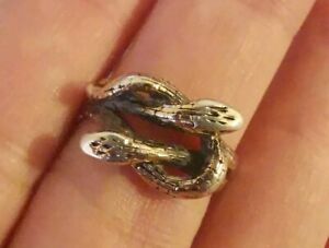 【送料無料】ジュエリー・アクセサリー ヘビリングbague ancienne vermeille en argent massif avec deux tetes de serpents