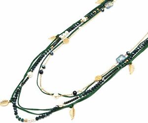 【送料無料】ジュエリー・アクセサリー ソティールコリアーマルチランパールブリリアントグリーンコードcl2220d sautoir collier multirangs perles brillantes cordons vert avec feu