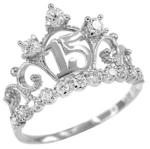 【貨物輸送無料】宝飾品・佩び物 ホワイトゴールドクインセアネラアノスコノラウンリングwhite gold quinceanera 15 anos conora cz crown ring
