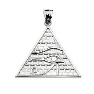 【貨物輸送無料】宝飾品・佩び物 ホルスエジプトピラミッドペンダントblanc solide or le eye of horus egyptien pyramide pendentif