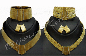 【貨物輸送無料】宝飾品・付属物 トレビゾンデジュエリーセットゴールドジュエリー2x set de bijoux de trebizonde ensemble bijoux tresses dore 24