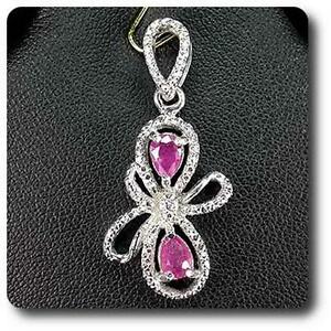 【貨物輸送無料】宝飾品・付属物 ルビーペンダントシルバーpendentif rubis  argent 925 tmpl_sku000582
