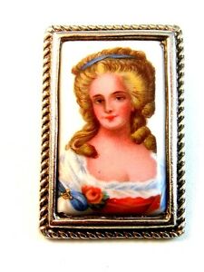 【貨物輸送無料】宝飾品・佩び物 レディブローチブローチヴィンテージリモージュvintage limoges peint a la main portrait broche de a lady broche