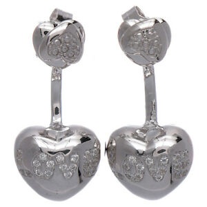 【送料無料】ジュエリー・アクセサリー ダブルシルバーハートペンダントリングホワイトジルコンboucles pendentifs amen coeur double argent 925 zircons blancs