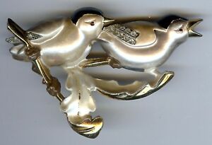 【貨物輸送無料】宝飾品・添え物 ヴィンテージエナメルストラスブローチcharmant vintage 591ms email strass deux oiseaux broche