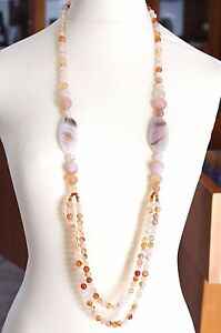 【送料無料】ジュエリー・アクセサリー ネックレスメートルアゲートダブルワイヤーcollier long 100 cm, 1 metre agate rouge et marron, spheres ovales, double fil