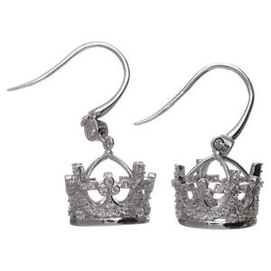 【貨物輸送無料】宝飾品・添え物 シルバークラウンペンダントリングホワイトジルコンboucles pendentifs amen couronne argent 925 et zircons blancs
