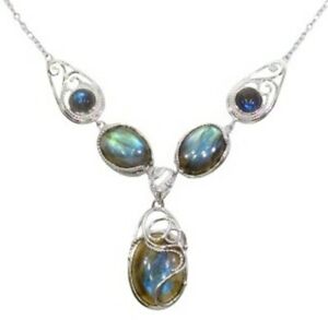 【貨物輸送無料】宝飾品・付属物 シルバーラブラドリットネックレスcollier labradorite argent