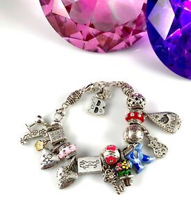 【貨物輸送無料】宝飾品・佩び物 ブライトンシルバーメッキストラスエナメルフラワーポットパールブレスレットbrighton plaque argent strass email 17 breloque fleur pot perles bracelet