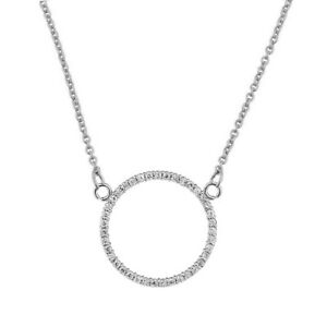 【貨物輸送無料】宝飾品・添え物 サークルオブラブホワイトゴールドネックレス050 cts  circle of love  collier en 14k or blanc 17珊