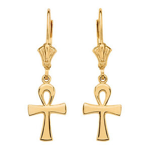 【送料無料】ジュエリー・アクセサリー イエローゴールドエジプトクロスドロップインワーズ14k or jaune antique ankh egyptien croix gouttependantes