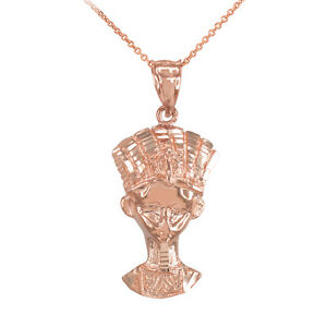 【送料無料】ジュエリー・アクセサリー ローズエジプトネフェルティティネックレスfin 10k or rose reine egyptienne nefertiti sculpture collier