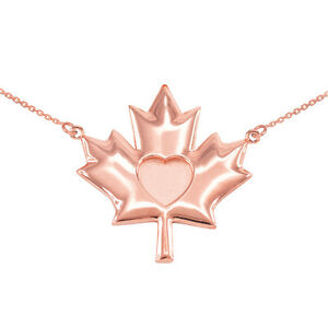 【送料無料】ジュエリー・アクセサリー ファインポリソリッドローズハートメープルリーフコリアー14k fin poli solide or rose coeur feuille derable collier