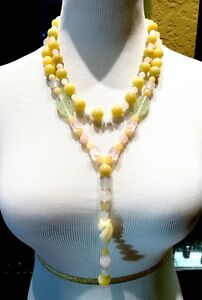 【貨物輸送無料】宝飾品・添え物 センセーショナルピンクイエローグリーンパールカラーステーションsensationnel 48  rose jaune vert jade perle collier sculpte stations amp;