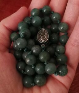 【送料無料】ジュエリー・アクセサリー ヴィンテージネックレスcollier chinois vintage adventurine ou jade vers lannee 60s et fermoir argent