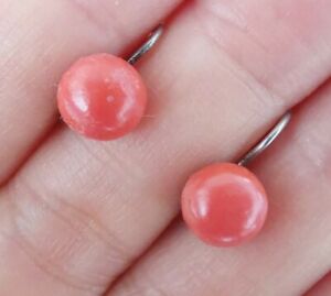 【送料無料】ジュエリー・アクセサリー サンゴイヤリングboucles doreilles anciennes dormeuses corail rouge en argent massif｜hokushin