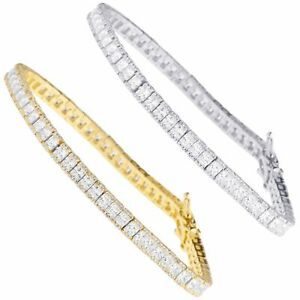 【送料無料】ジュエリー・アクセサリー スターリングシルバースクエアテニスブレスレットsterling 925 argent square cz tennis bracelet 5mm