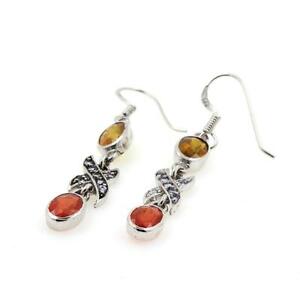 【送料無料】ジュエリー・アクセサリー サフィールオレンジジョーンタンザニテブークルズシルバーboucles doreille saphir orange jaune amp; tanzanite argent 925