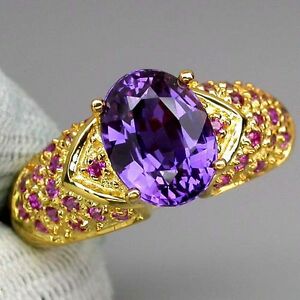 【送料無料】ジュエリー・アクセサリー パープルサファイアリングゴールド_ldn_ bague saphir violet rubis_argent 925 or 14ct_t455_ 38,870円