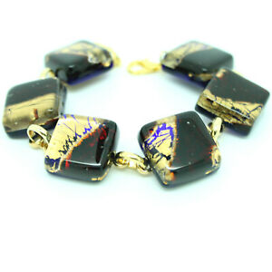 【送料無料】ジュエリー・アクセサリー ムラーノガラスブレスレットダークレッドゴールドヴェネツィアmurano verre bracelet beau rouge fonce et or de venice