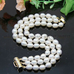 【送料無料】ジュエリー・アクセサリー ナチュラルバロックホワイトアコヤパールブレスレットaaa natural 3 rows 1012mm baroque white akoya pearl bracelets 758 14k