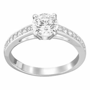【送料無料】ジュエリー・アクセサリー スワロフスキーリングラウンドローディッドメタルswarovski bague attract round, blanc, metal rhodie