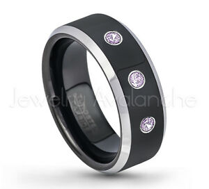 【送料無料】ジュエリー・アクセサリー アメジストストーンリングトーンタングステンリング021ctw amethyste 3stone bague, fevrier naissance, 2tone tungsten bague 119