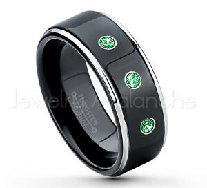 【送料無料】ジュエリー・アクセサリー ツァボライトストーンリングトーンタングステンリング021ctw tsavorite 3stone bague, janvier naissance, 2tone tungsten bague 118