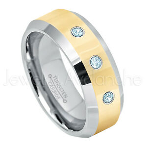 【送料無料】ジュエリー・アクセサリー トッパゼストーンリングリングトーンタングステンリング021ctw topaze 3stone bague, novembre naissance bague, 2tone tungsten bague