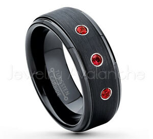 【送料無料】ジュエリー・アクセサリー グラナダストーンリングブラックタングステンリング021ctw grenade 3stone bague, janvier naissance ip noir tungsten bague 083