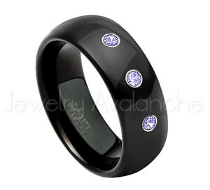 【送料無料】ジュエリー・アクセサリー タンザニテリングタングステンドームリング021ctw tanzanite 3stone bague,novembre naissance,8mm dome tungsten bague 077