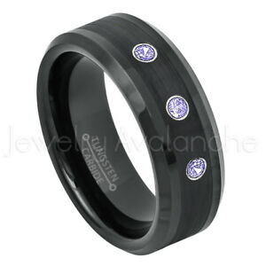 【送料無料】ジュエリー・アクセサリー ベベブルタングステンリングタンザニテリングbeveled tungsten bague 021ctw tanzanite 3stone bague, decembre naissance 663