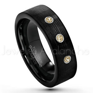 【送料無料】ジュエリー・アクセサリー クォーツスモークリングリングブラックタングステンリング021ctw quartz fume bague, novembre naissance bague, ip noir tungsten bague