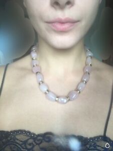 【送料無料】ジュエリー・アクセサリー ピンククォーツネックレスcollier quartz rose