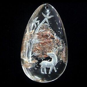 【送料無料】ジュエリー・アクセサリー インタレスペンダントpendentif intaille cerf dans cristal de roche