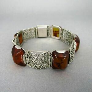 【送料無料】ジュエリー・アクセサリー カボションシルバーブレスレットsublime filigranes argent bracelet avec grand ambre cabochons fait a la main
