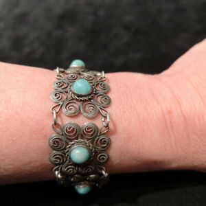 【送料無料】ジュエリー・アクセサリー ヴィンテージシルバーブレスレットインフィリグランテクニックvintage femmes bracelet en argent en filigrantechnik