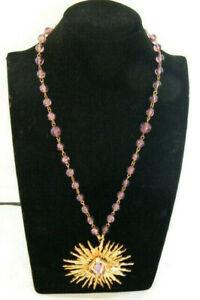 【送料無料】ジュエリー・アクセサリー ヴィンテージガビレーンパリネックレスビーズタイプcollier vintage gavilane paris,type soleil dore avec perles violettes resine