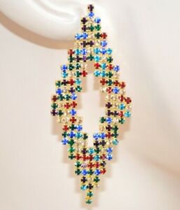 【送料無料】ジュエリー・アクセサリー ラインストーンペンダントboucles doreilles strass multicolores femme cristaux pendentifs ceremonie 125x