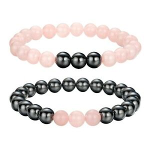 【送料無料】ジュエリー・アクセサリー カップルブレスレットピンククォーツヘマタイト2 bracelets de distance, quartz rose et hematite pour couplesamitie