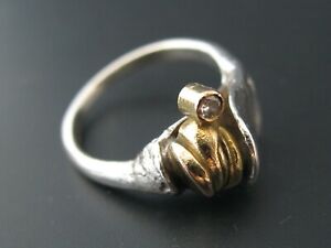 【送料無料】ジュエリー・アクセサリー ヴィンテージデザイナーリングシルバーゴールドブリリアントtres beau vintage designer anneau 925 argent 750 or avec brillant 43,537円