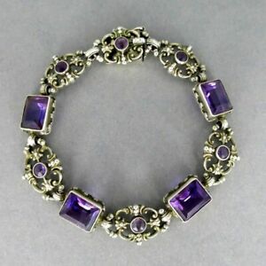 【送料無料】ジュエリー・アクセサリー ヴィンテージシルバーブレスレットグレートアメジストカボションsublime vintage costumes femmes argent bracelet avec grandes amethyste cabochons