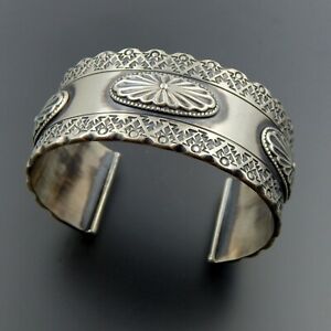【送料無料】ジュエリー・アクセサリー スターリングシルバースタンプgenial fait main sterling argent estampe orne large manchette bracelet 178cm