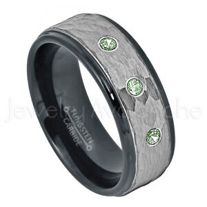 【送料無料】ジュエリー・アクセサリー ハンマードタングステンリングアレクサンドルストーンリングmartele tungsten bague, 021ctw alexandrite 3stone bague, juin naissance 708