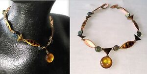 【貨物輸送無料】宝飾品・付属品 エモーネックレスガラスカボションサインancien collier ras du cou en emaux et cabochon de verre signe lout